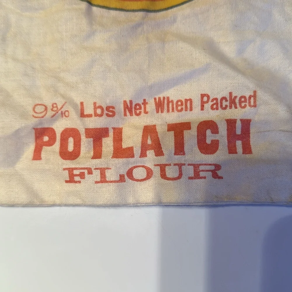 Vintage Potlatch Flour Sack with Colorful Logo